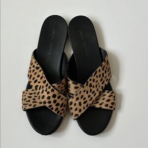 Jenni Kayne Leopard Print Tan and Black Sandals